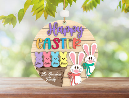Personalized Easter Family Ornament SVG Happy Easter Peeps for LightBurn