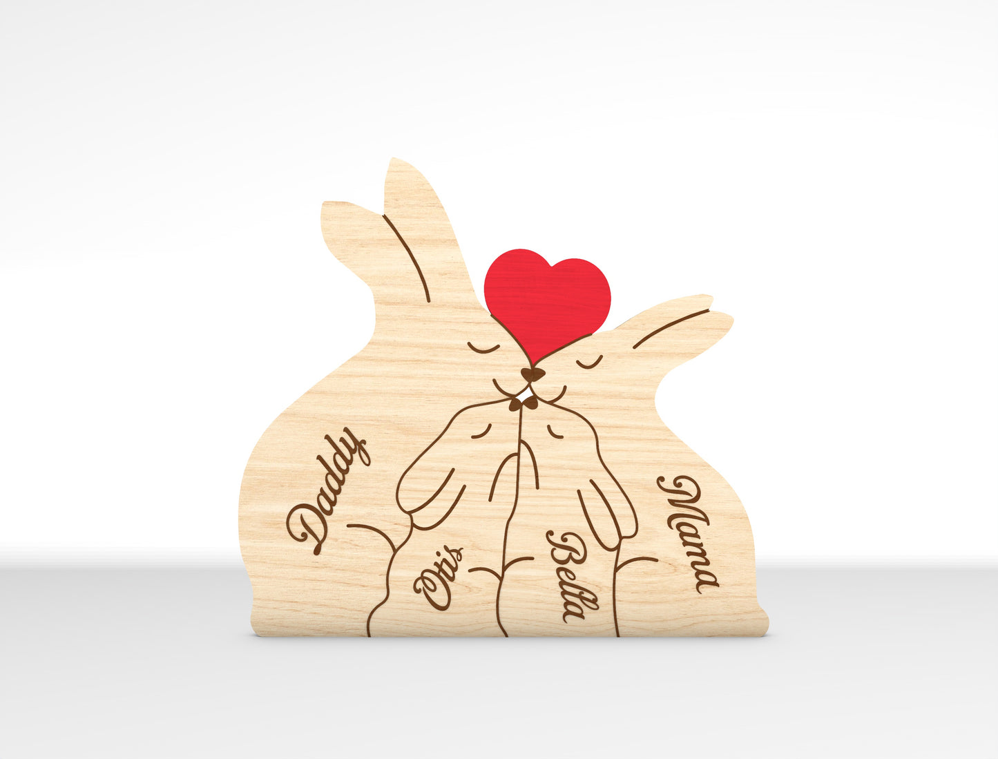 Personalized Family Rabbit Puzzle SVG Laser Cut File for Glowforge and xTool
