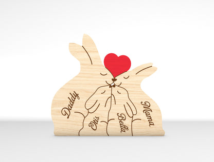 Personalized Family Rabbit Puzzle SVG Laser Cut File for Glowforge and xTool