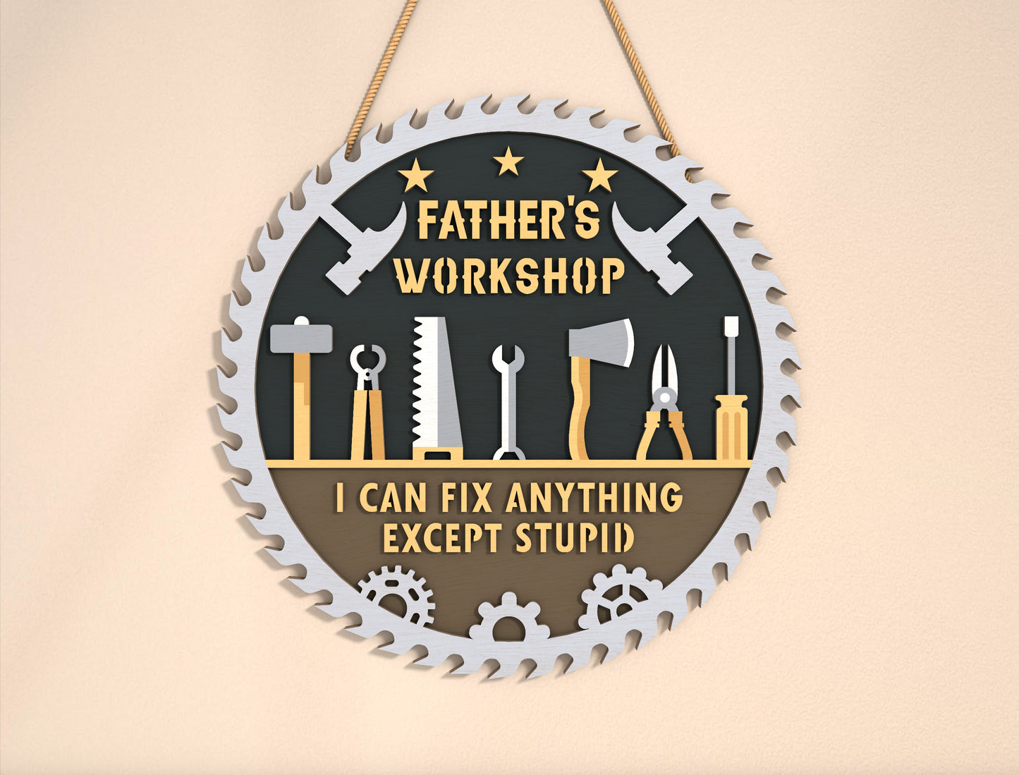 Dad’s Workshop Laser Cut File | Funny Workshop Sign | Industrial Wooden Decor | Glowforge, xTool, LightBurn, etc.