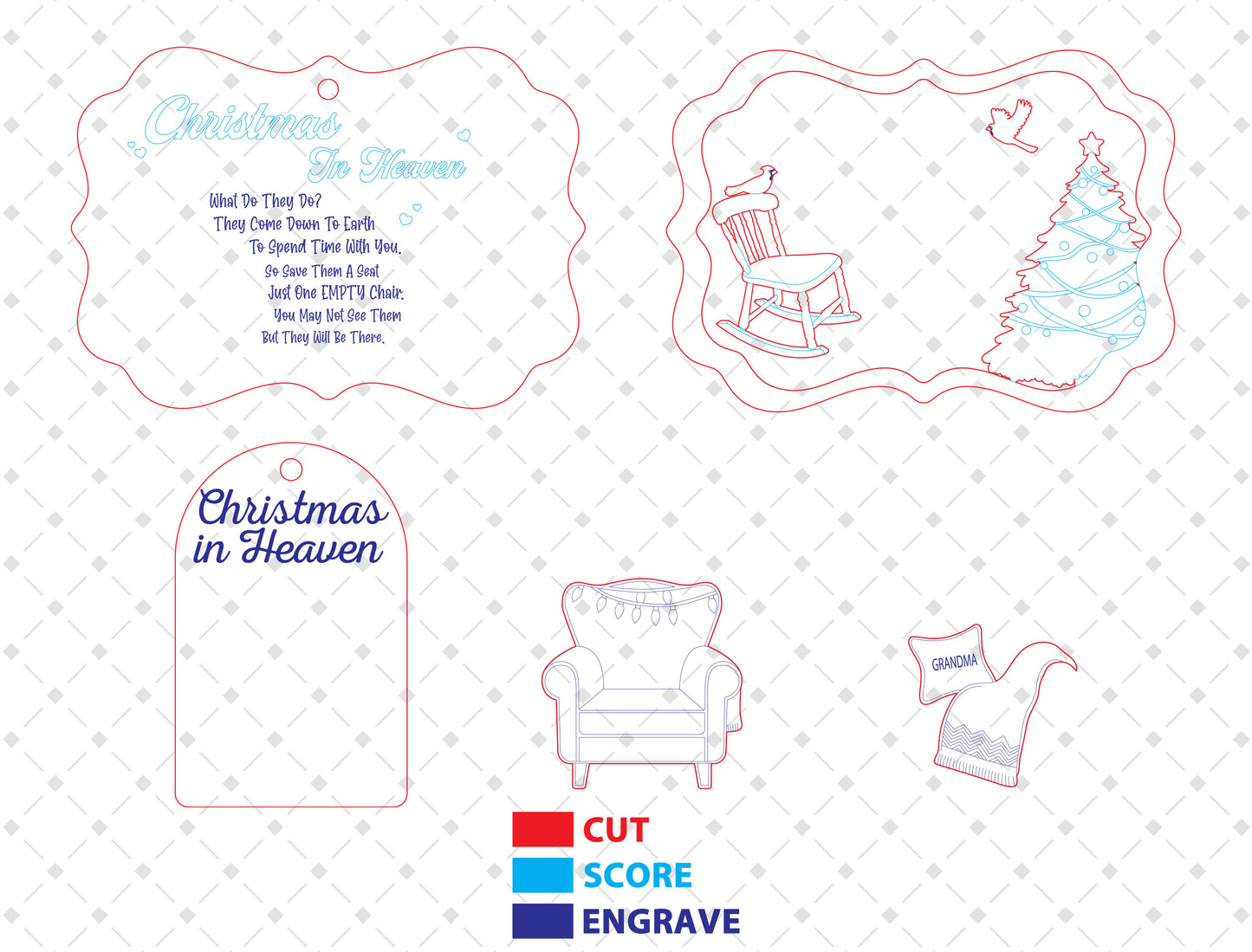 Christmas In Heaven Ornament SVG Bundle for Glowforge and xTool