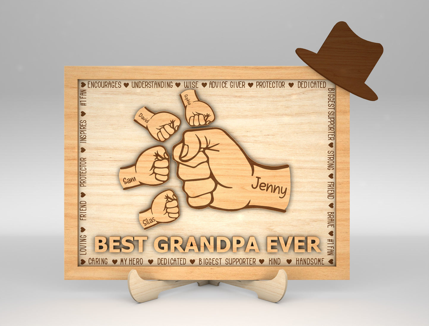 Best Dad Ever Fist Bump Sign SVG Laser Cut File for xTool and Glowforge