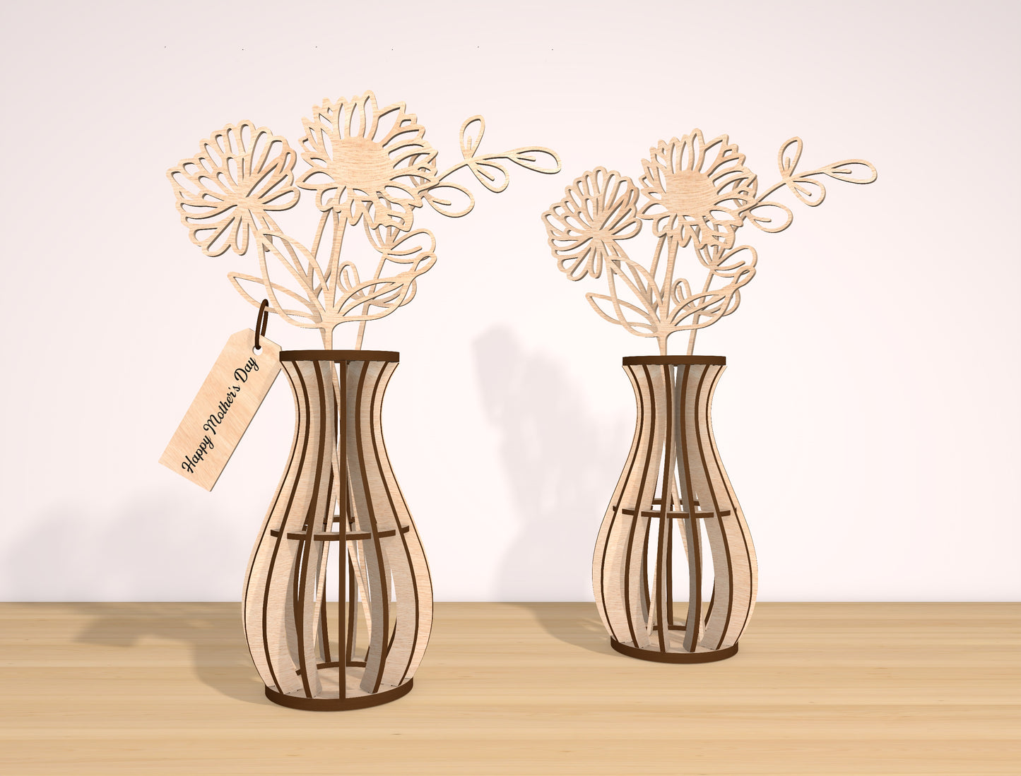 Wildflower Vase Laser Cut File Set | Floral Stem SVG Collection | Minimal Botanical Decor | Glowforge, xTool, LightBurn etc.