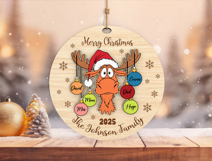 Personalized Moose Family Christmas Ornament SVG Laser Cut F 5