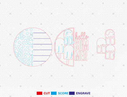 “Hello Summer” Popsicle Door Sign SVG for Glowforge and xTool