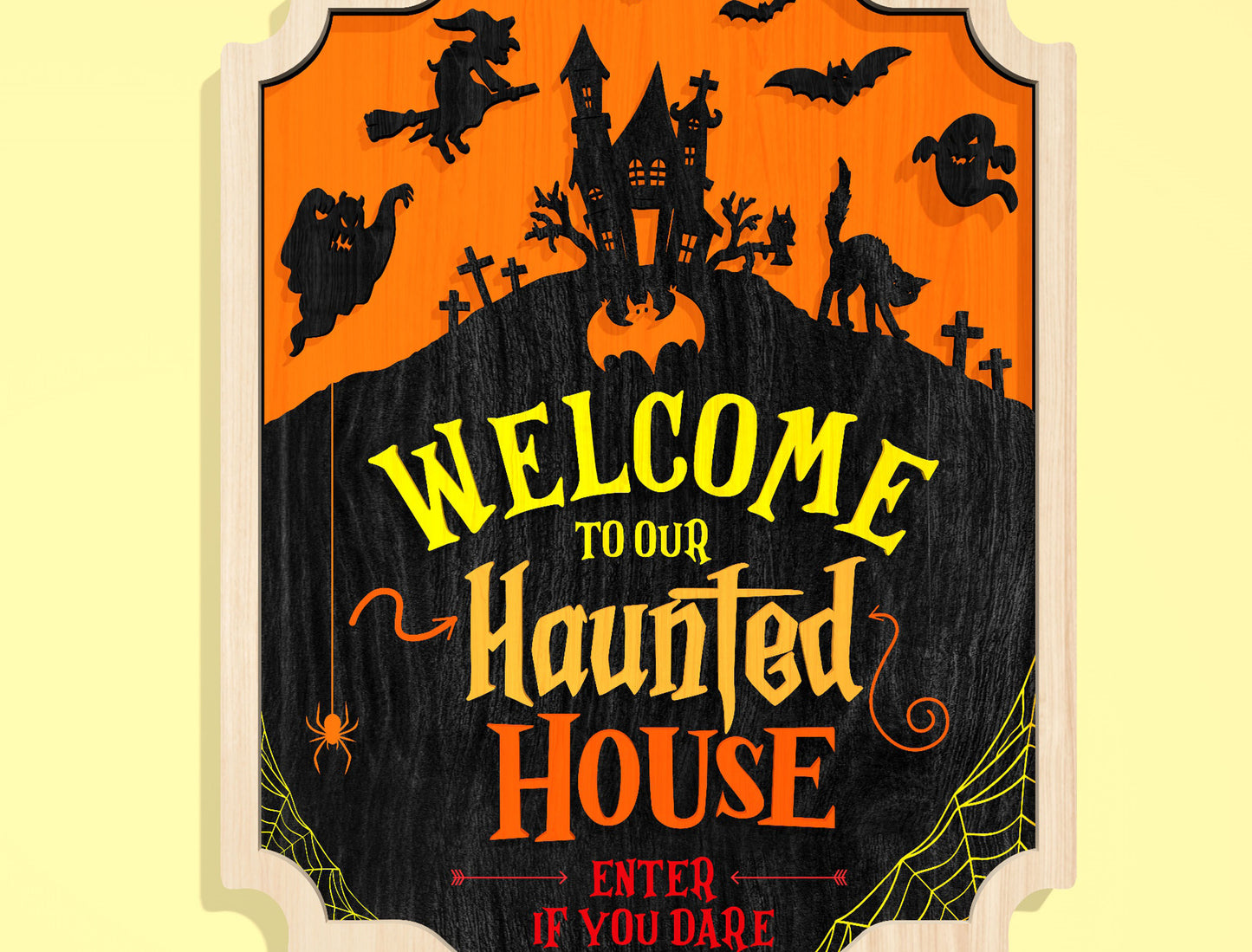 Haunted House Door Sign Multilayer SVG for Glowforge xTool LightBurn