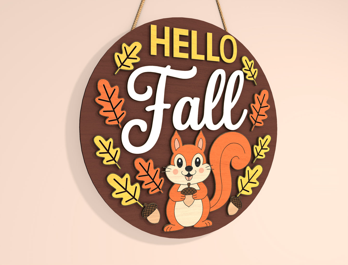 Squirrel Hello Fall SVG Set for Glowforge xTool LightBurn | 2 Designs