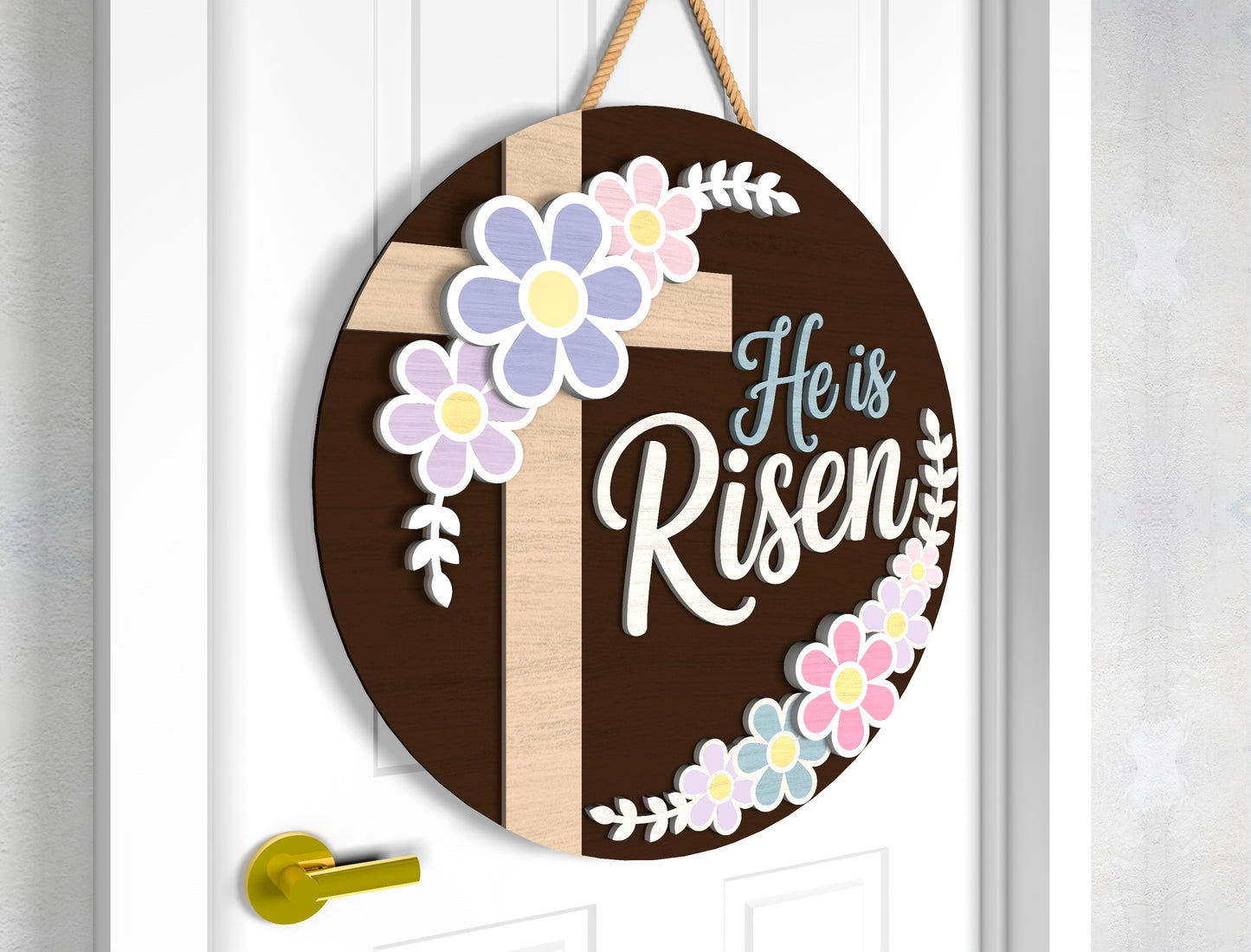He Is Risen Religious Easter Door Sign SVG Bundle for Glowforge and xTool