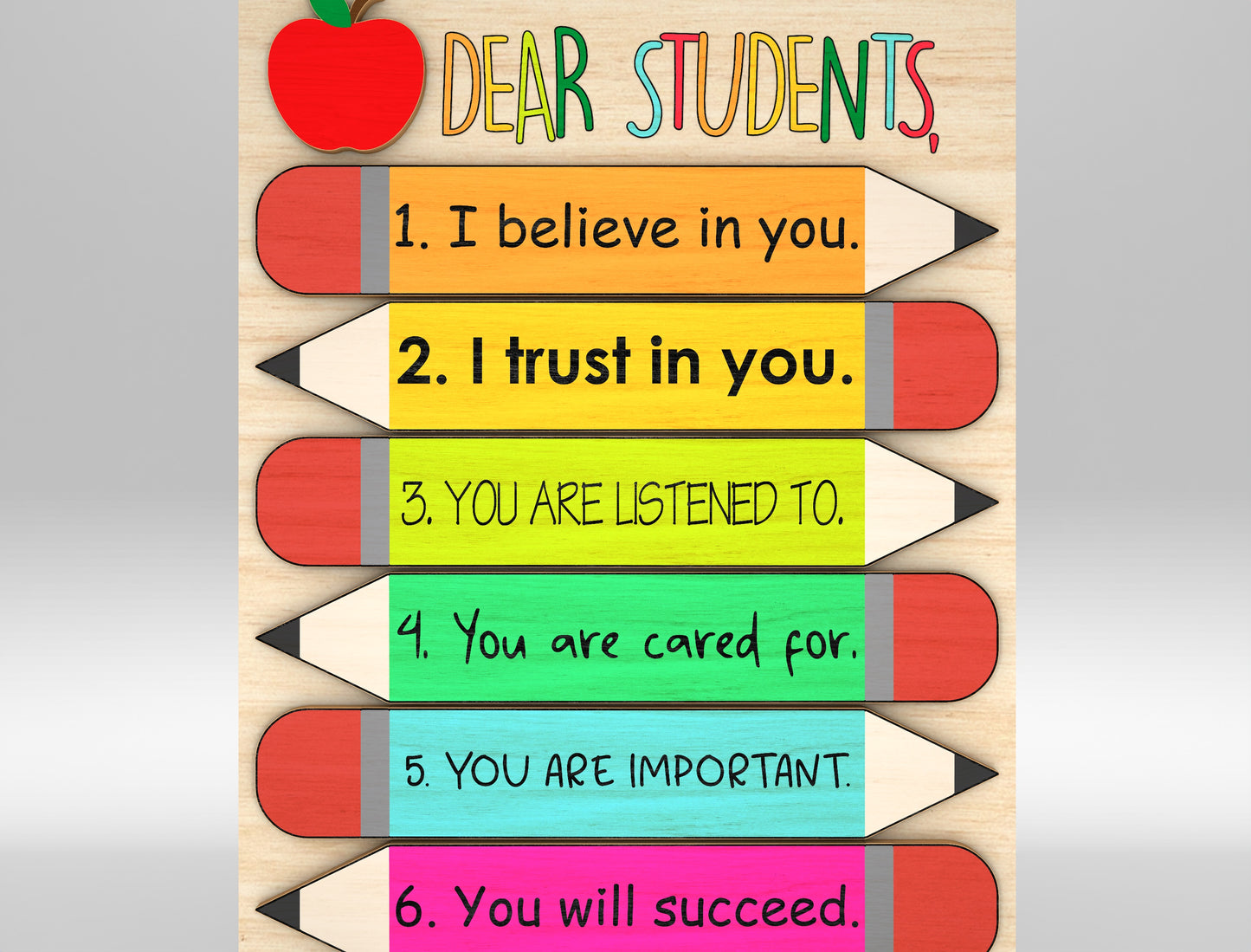 Teacher Motivational Pencil Sign SVG Laser Cut File for LightBurn