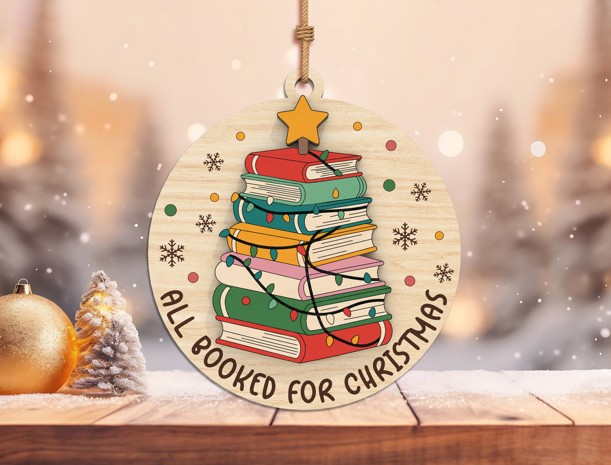 Book Lover Christmas Ornament SVG Bundle 5