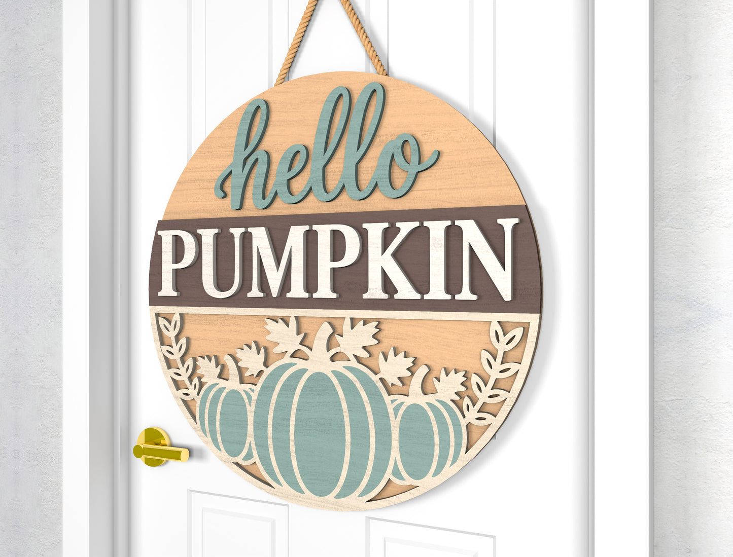 Hello Pumpkin and Hello Fall Acorn Door Hanger SVG Set for Glowforge xTool LightBurn 2 Designs