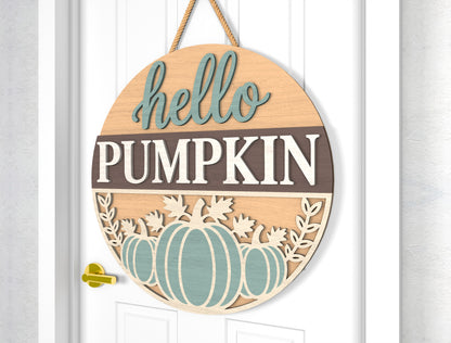 Hello Pumpkin and Hello Fall Acorn Door Hanger SVG Set for Glowforge xTool LightBurn 2 Designs