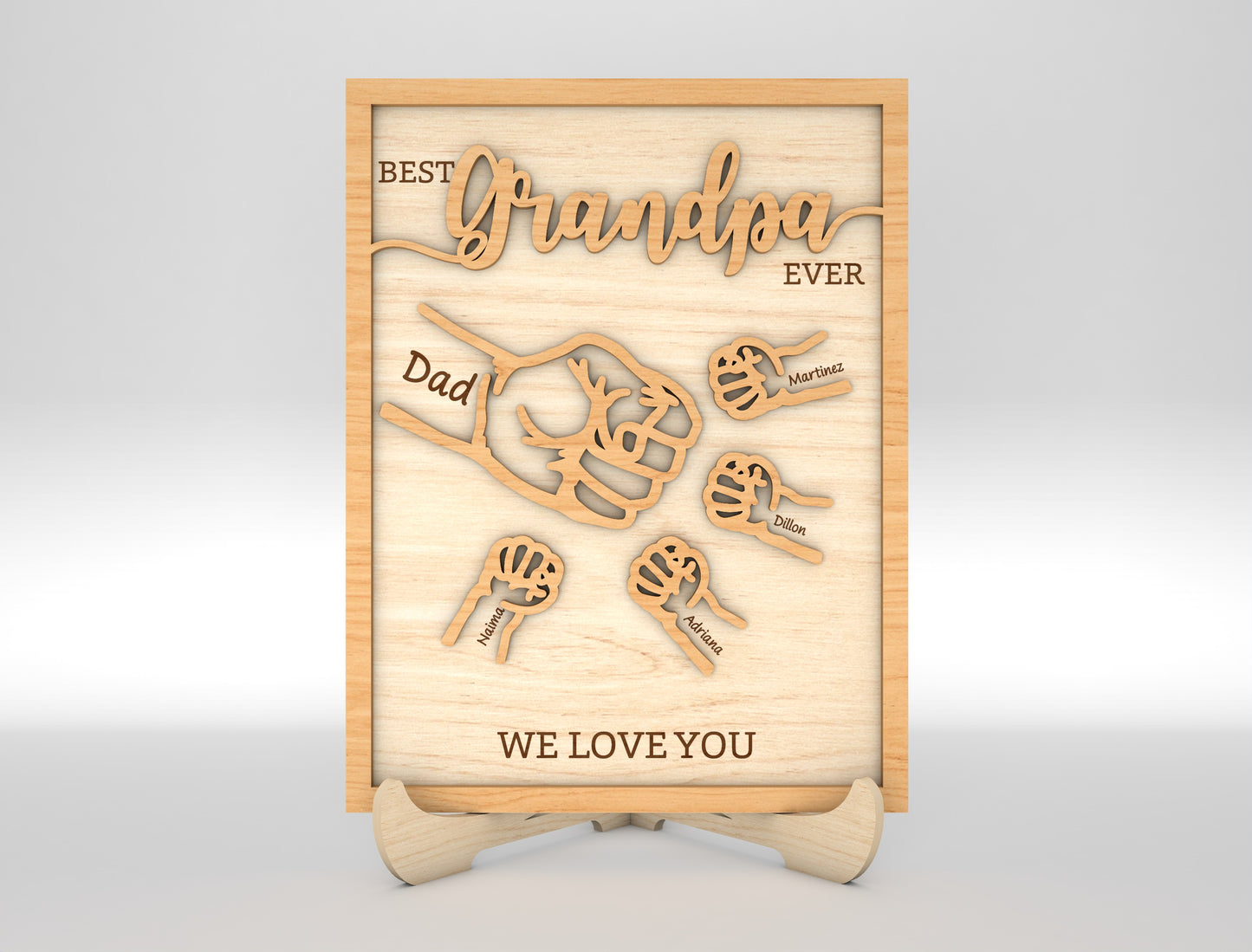 Personalized Dad Hands Multilayer SVG for Glowforge and xTool