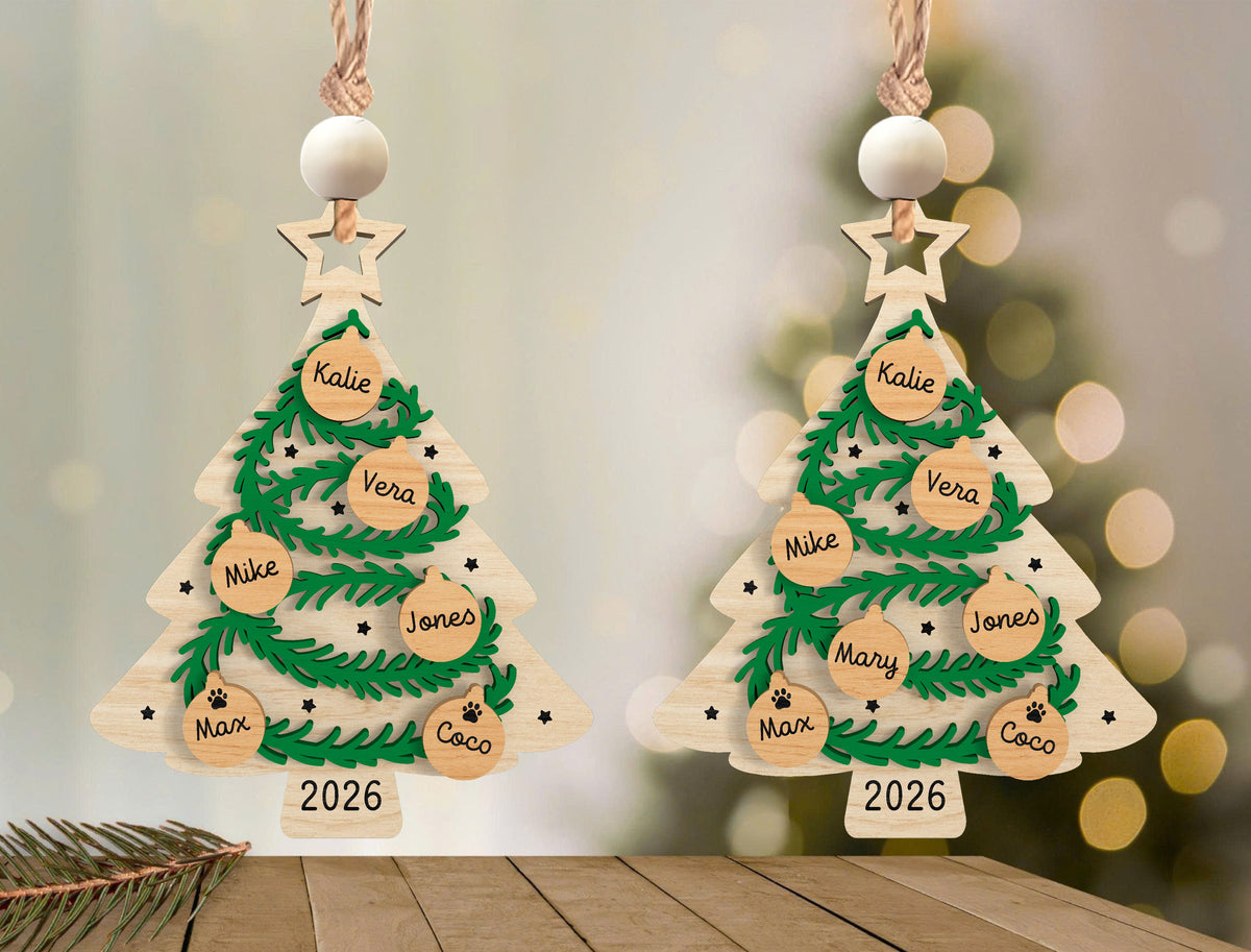 Personalized Family Christmas Tree Ornament SVG Bundle 4