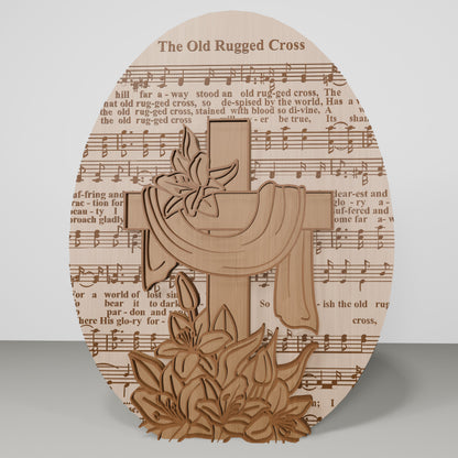 Christian Easter Cross Tabletop Wood Sign Set SVG for Glowforge and xTool