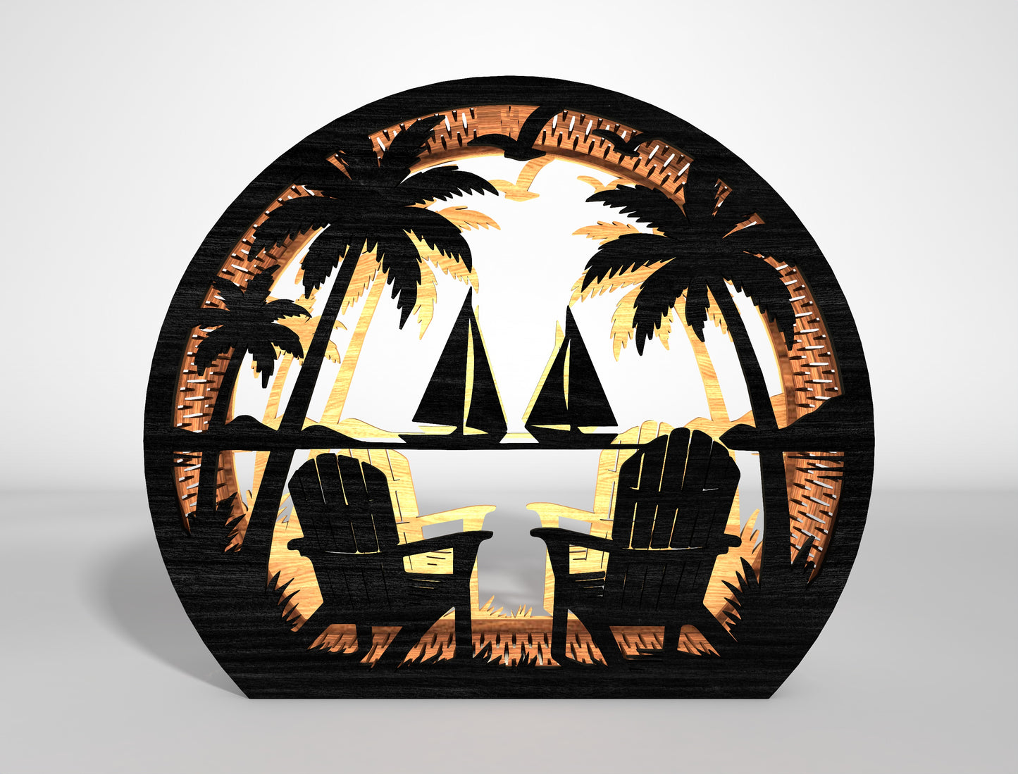 Sea Lantern SVG Bundle with Tropical Ocean Scene Laser Cut Files