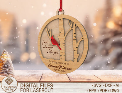 Family Cardinal Memorial Ornament SVG for xTool and Glowforge