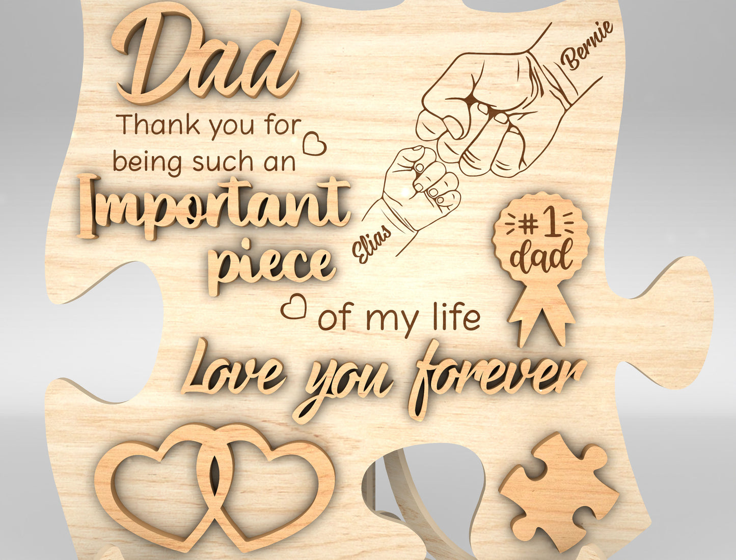 Dad Puzzle Piece Sign SVG for Glowforge and xTool
