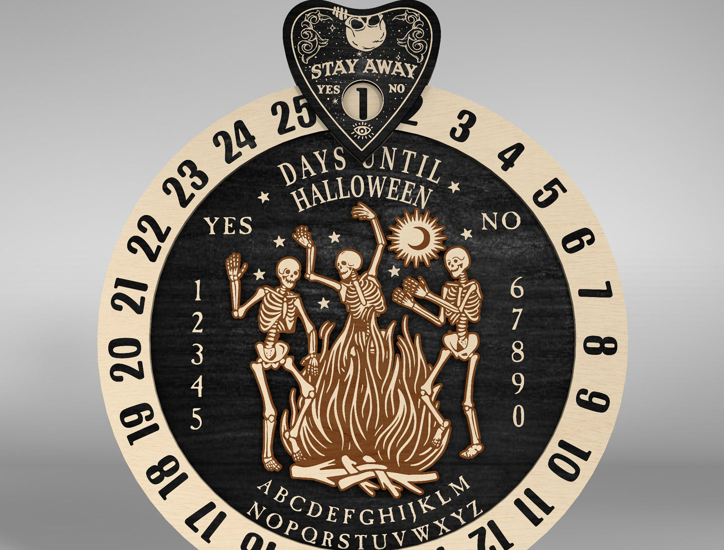 Halloween Skeleton Countdown Board SVG for LightBurn xTool
