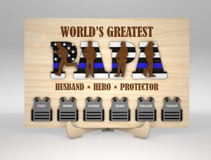 Police Dad Sign SVG Laser Cut File for Glowforge and LightBurn