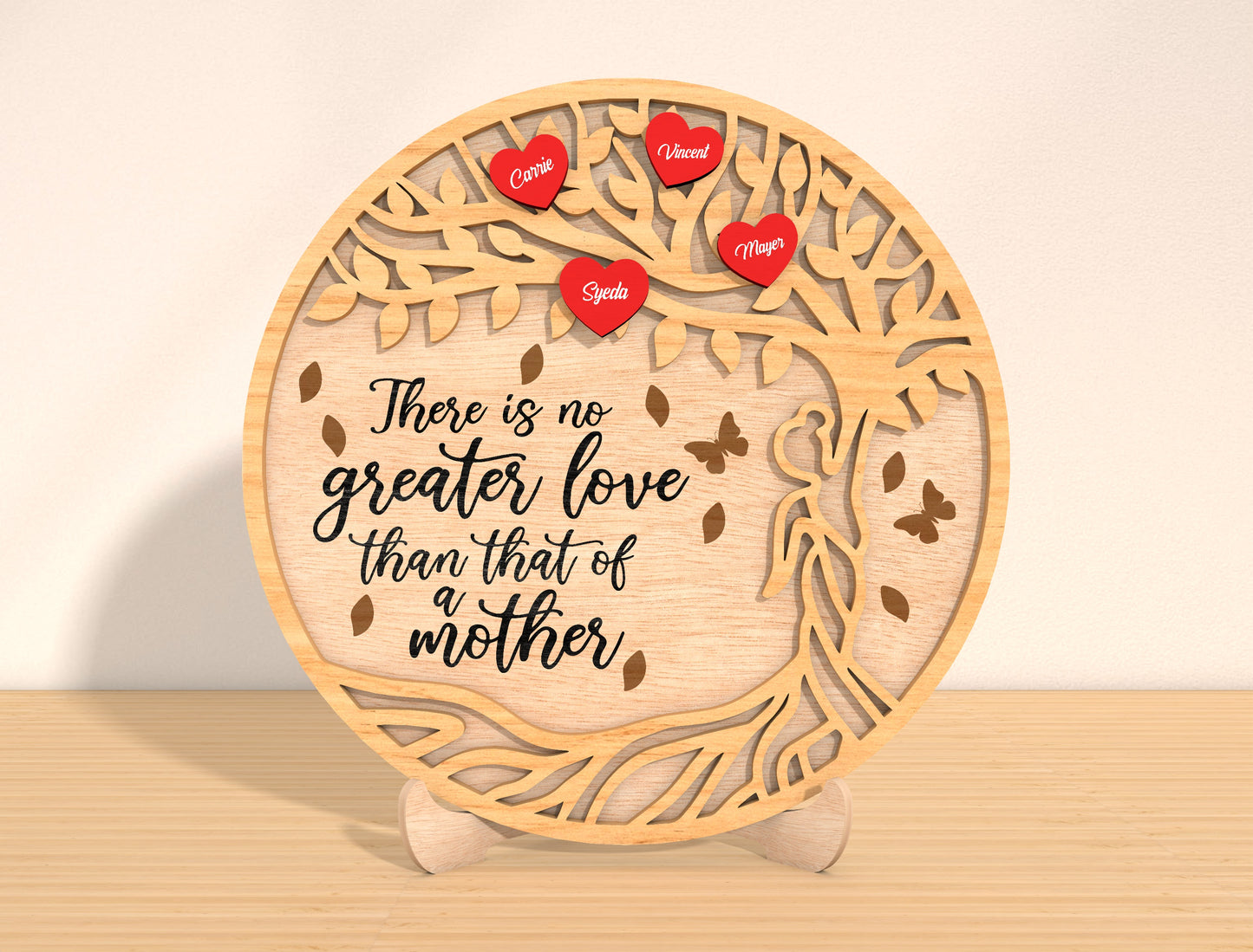 Tree of Life Mother Quote Laser Cut File | Personalized Family Name Sign | Layered Wooden Circle Decor | Glowforge, xTool, LightBurn, etc.