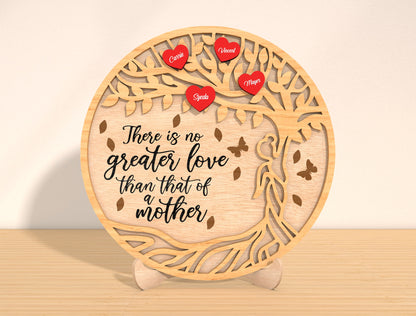 Tree of Life Mother Quote Laser Cut File | Personalized Family Name Sign | Layered Wooden Circle Decor | Glowforge, xTool, LightBurn, etc.