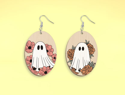9 Floral Ghost Earrings SVG Halloween Laser Cut Bundle for xTool