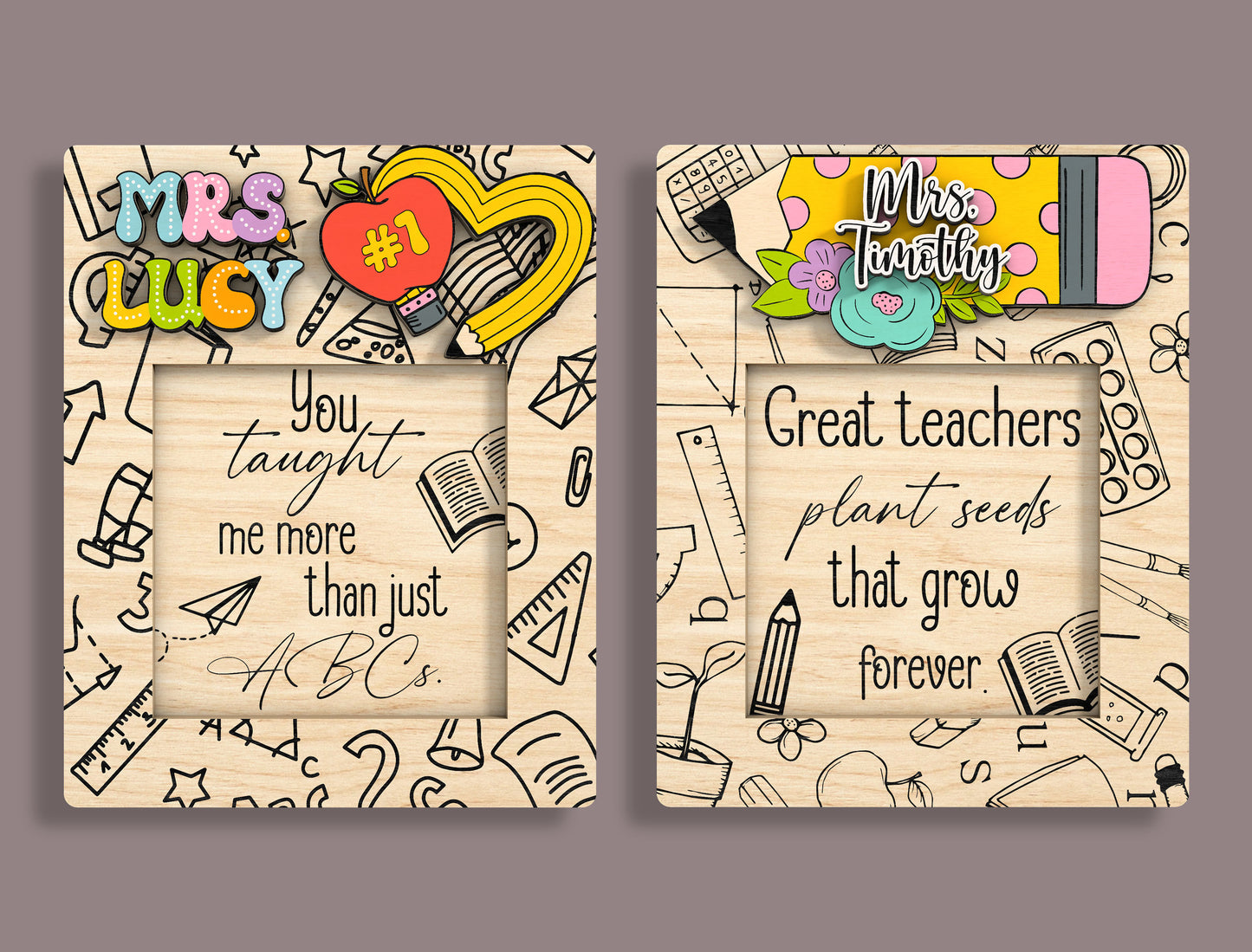 Teacher Sticky Note Holder SVG Bundle Laser Cut File for xTool and Glowforge