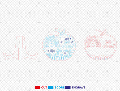 Teacher Apple Sign Quote SVG for Glowforge and LightBurn