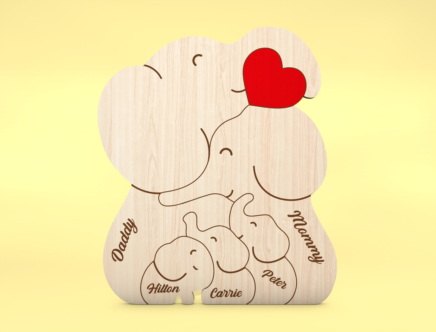 Personalized Elephant Couple Puzzle SVG for Glowforge and xTool
