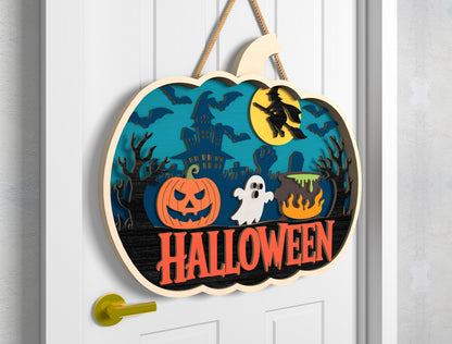 Pumpkin Halloween Door Sign SVG Laser Cut Files for xTool