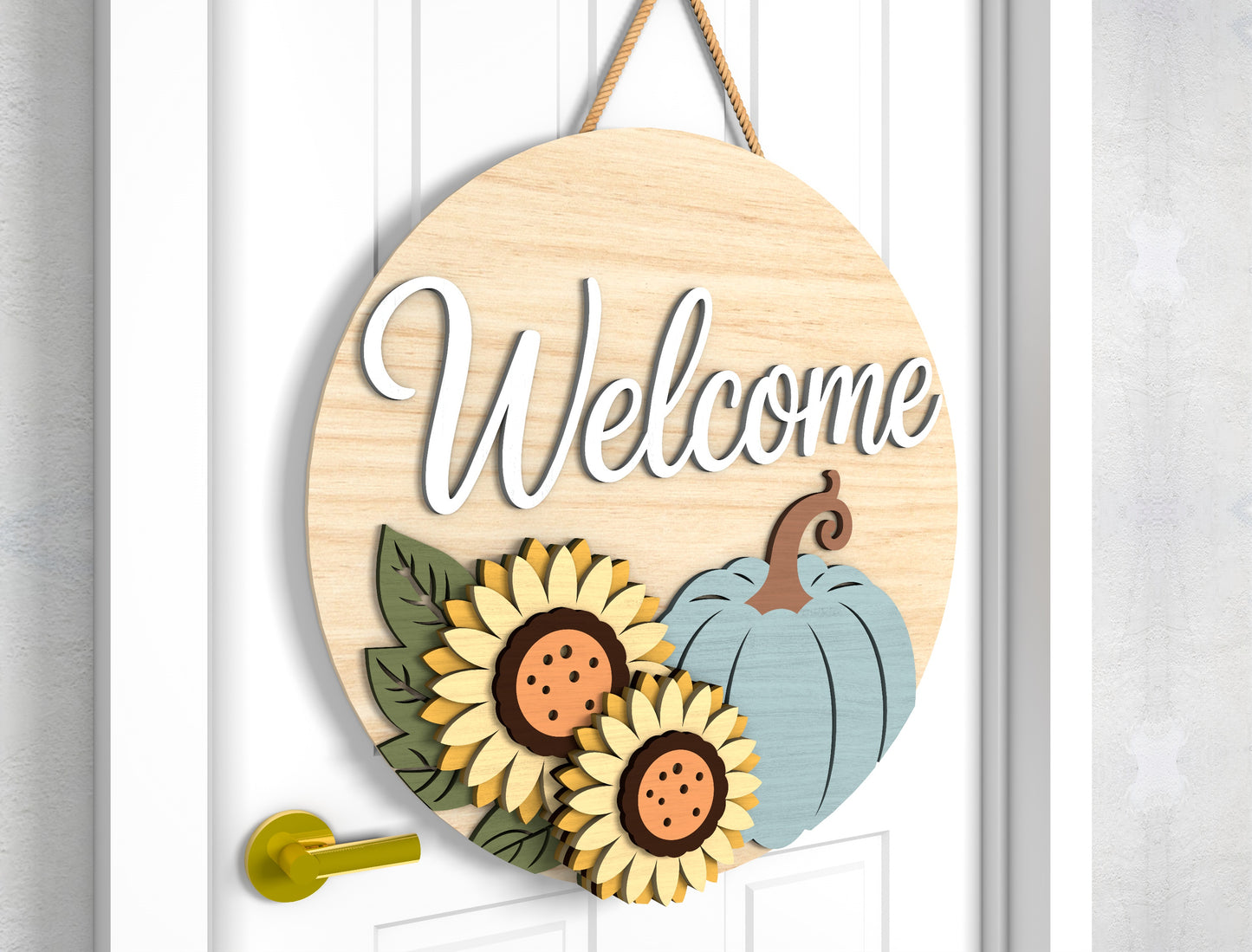 Welcome Sunflower and Love Fall Door Hanger SVG Set for Glowforge xTool LightBurn 2 Designs