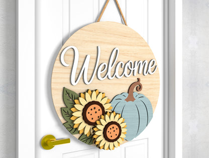 Welcome Sunflower and Love Fall Door Hanger SVG Set for Glowforge xTool LightBurn 2 Designs