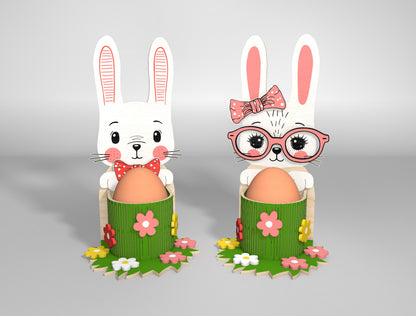 Cute Bunny Egg Holder Stand Glasses Bow SVG 8 Designs for LightBurn and xTool