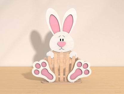 Easter Bunny Basket Holder SVG Bundle Cute Candy for Glowforge and xTool