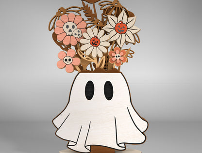 Halloween Ghost Plant Multilayer SVG Standing Shelf Sitter for LightBurn Glowforge xTool