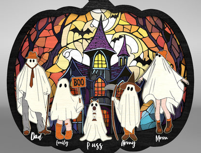 Halloween Ghost Family Pumpkin Sign SVG Bundle for Glowforge xTool LightBurn