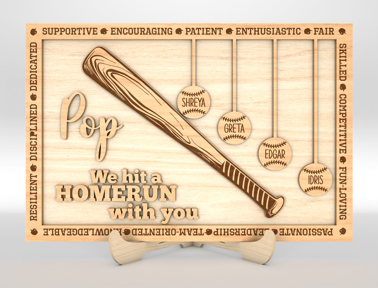 "Daddy We Hit A Home Run With You" Baseball Trophy Sign SVG for Glowforge and xTool