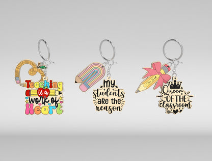 Teacher Keychain Bundle SVG Laser Cut File for Glowforge and xTool