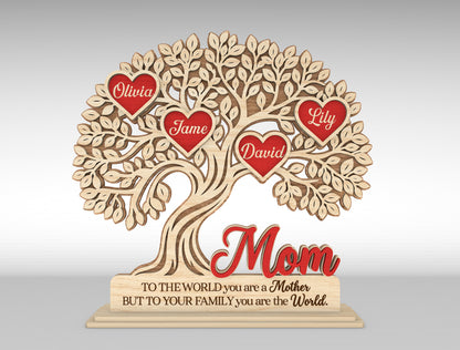 Custom Name Heart Tree Mom Sign SVG Multiple Titles for Glowforge