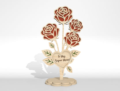 Floral Heart Stand SVG Bundle Layered Flower for xTool