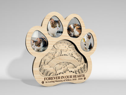 Pet Memorial Multilayer Photo Frame SVG Paw Decor Laser Cut File for Glowforge
