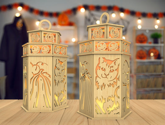 Halloween Skeleton Lantern SVG for Glowforge xTool LightBurn