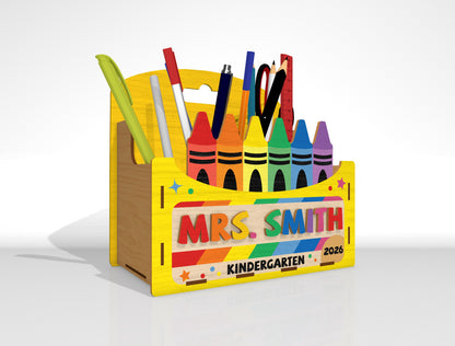Personalized Teacher Pencil Holder SVG Bundle Laser Cut File File for Glowforge, LightBurn