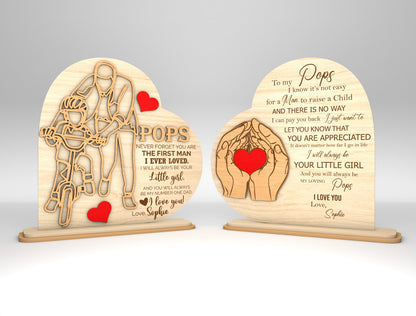 Personalized Dad Line Art Tabletop SVG Laser Cut File for xTool and Glowforge