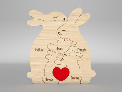 Bunny Family Puzzle Sign SVG for Glowforge and xTool