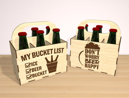 Beer Carrier Laser Cut File Bundle | Funny Dad Beer Caddy | Rustic Gift Box Decor | Glowforge, xTool, LightBurn, etc.