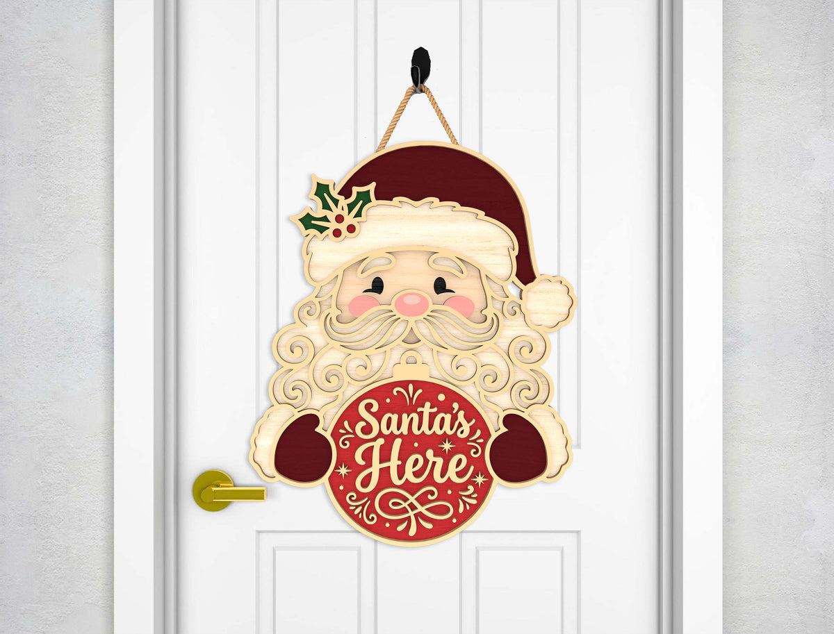 Christmas Door Hanger SVG Bundle Santa Reindeer Designs 6
