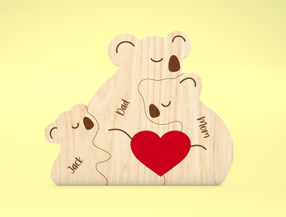 Bear Family Puzzle Sign SVG for xTool and Glowforge