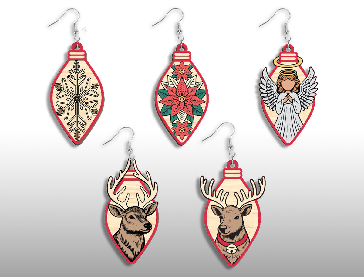 Christmas Light Bulb Ornament SVG Engraved Laser Cut File